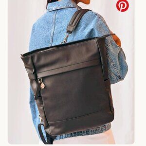 Poppy Barley Sustainable Desserto® cactus leather multitasker black backpack EUC